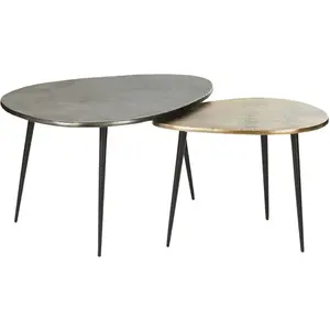 Maisons du Monde Zwarte en goudkleurig verweerde metalen bijzettafeltjes (x2) pas cher