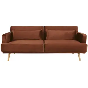 Maisons du Monde Eekhoornbruine fluwelen vierzitsslaapbank met kliksysteem pas cher