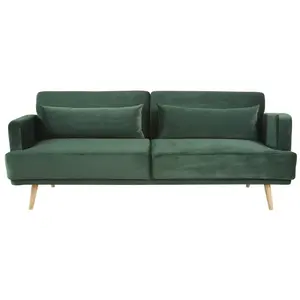 Maisons du Monde Groene fluwelen driezitsslaapbank met kliksysteem pas cher