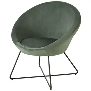 Maisons du Monde Groene fluwelen fauteuil met zwarte staalen pootjes pas cher