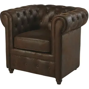 Maisons du Monde Bruine suèdine gestoffeerde fauteuil pas cher