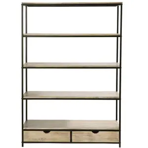 Maisons du Monde Industrieel rek van massief sparhout en metaal met 2 lades pas cher