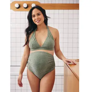 VERTBAUDET Maillot de bain de grossesse 2 pièces irisé kaki 38 pas cher