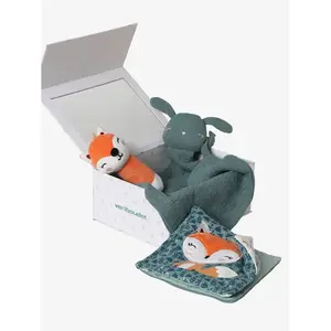 Comparateur de prix : Vertbaudet Geschenkdoos met 3 stuks: knuffeldoek + rammelaar + prenten...