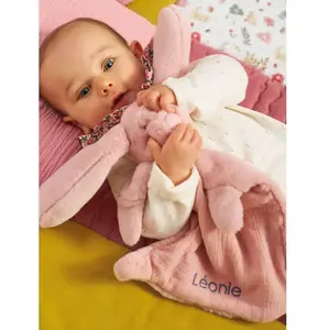 VERTBAUDET Doudou lapin bi-matière personnalisable rose TU pas cher