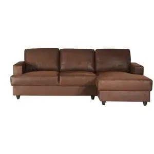 PAUL Canapé d'angle droit 4 places - Tissu marron vintage - Contemporain - ... pas cher