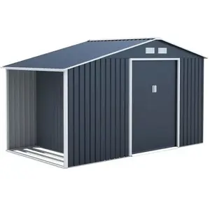 Abri de jardin en métal 6,53 m² - 342 x 191 x 202 cm - Kit d'ancrage i... pas cher