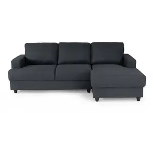 Comparateur de prix : Canapé d'angle droit 4 places Paul - Tissu gris anthracite - L 215 x p...