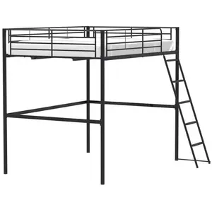 Comparateur de prix : Lit mezzanine en métal ELIOT - Noir - Sommier inclus - 140 x 200 cm