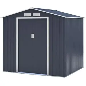 ARCHER Abri de jardin en métal 4,07 m² - 213 x 191 x 195 cm - Kit d'ancrage inclus - Gris pas cher
