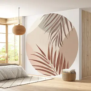Papier peint rond / cercle - Lumaléa - 3617689741765 - Motif botanique - Papier Standard 170gr Lessivable - Diamètre 240 cm pas cher