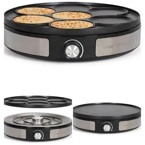 Livoo Crêpière INOX 2 en 1 33cm anti-adhésif 1500W Noire Plaque compat...