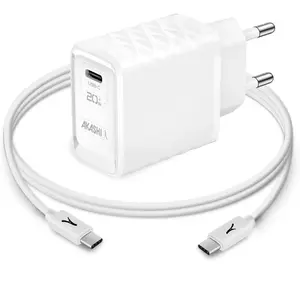 Akashi Pack Chargeur Secteur GaN 20W USB-C + Cable USB-C - 1 m pas cher