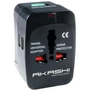 Adaptateur de voyage - Akashi - ALTWP 200 - Universel - Prises interchangeables - Noir pas cher