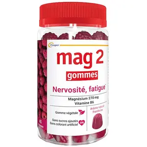 MAG 2 Gommes Framboise Magnésium Vitamine B6 Fatigue Nervosité 45 gomm... pas cher