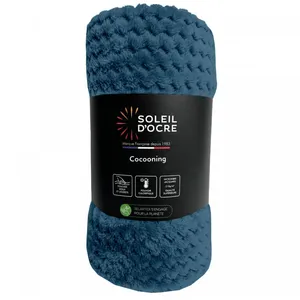 Couverture 220x240 cm COCOONING bleu canard, par Soleil d'ocre pas cher
