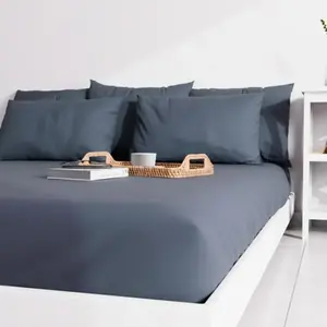Atmosphère Drap housse uni 140x190 cm zzz bleu jean pas cher