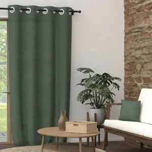 Soleil d'ocre, Rideau à Oeillets Pur Coton 135x250 cm Panama Kaki pas cher