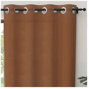 Soleil d'ocre, Rideau à Oeillets Pur Coton 135x300 cm Panama Terra pas cher