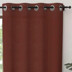 Soleil d'ocre, Rideau à Oeillets Pur Coton 135x300 cm Panama BriqueVendu parrakuten