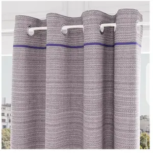 Soleil d'ocre, Rideau à oeillets en coton recyclé 135x300 cm PIERRE bleu pas cher