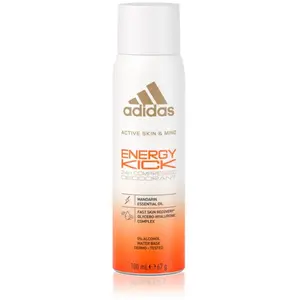 Adidas Active Skin & Mind, Energy Kick Déodorant Spray pour Homme et Femme 24 Heures de Protection, 100 ml - Unisexe