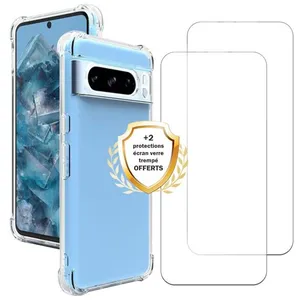 EVETANE Coque compatible Pixel 8 Pro antichoc Transparente + 2 vitres pas cher