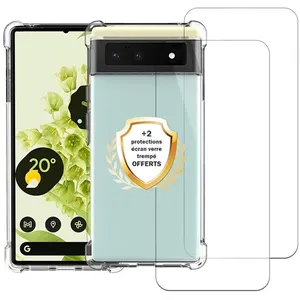 EVETANE Coque compatible Pixel 6 antichoc Transparente + 2 vitres pas cher