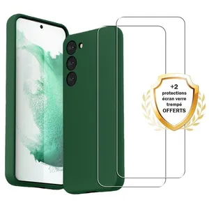 EVETANE Coque compatible Galaxy S23 antichoc Vert + 2 vitres pas cher