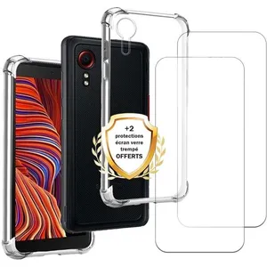 EVETANE Coque compatible Galaxy Xcover 5 antichoc Transparente + 2 vitres pas cher