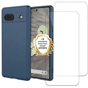 EVETANE Coque compatible Pixel 7a antichoc Bleu Marine + 2 vitres pas cher