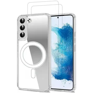 EVETANE Coque Anti-choc Magsafe compatible Galaxy S22 5g Transparente + 2 vitres pas cher