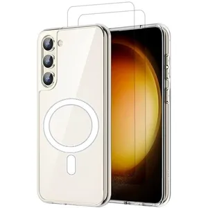 EVETANE Coque Anti-choc Magsafe compatible Galaxy S23 Transparente + 2 vitres pas cher