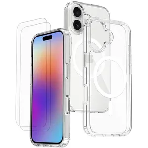 EVETANE Coque Anti-choc Magsafe compatible Iphone 17 Transparente + 2 vitres pas cher