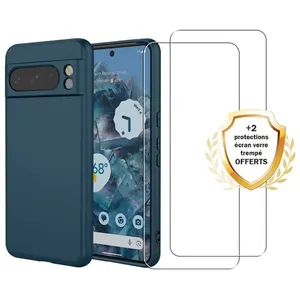EVETANE Coque compatible Pixel 8 Pro antichoc Bleu + 2 vitres pas cher