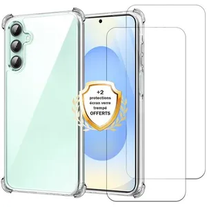 EVETANE Coque compatible Galaxy S24 Fe antichoc Transparente + 2 vitres pas cher
