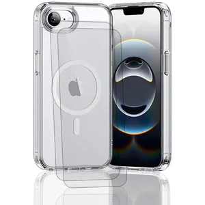 EVETANE Coque Anti-choc Magsafe compatible iPhone 16e Transparente + 2 vitres pas cher