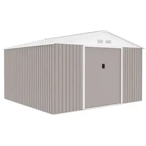 Comparateur de prix : ARCHER Abri de jardin en métal 10,85 m² - 340 x 319 x 210 cm - Kit d'ancrage inclus - Taupe