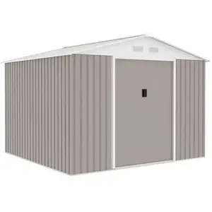 ARCHER Abri de jardin en métal 7,06 m² - 277 x 255 x 202 cm - Kit d'ancrage inclus - Taupe pas cher