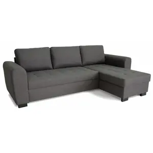 Canapé d'angle fixe réversible 4 places - Tissu Anthracite - L245 x P1... pas cher