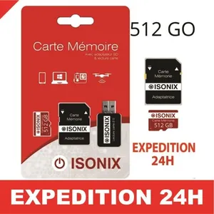 Comparateur de prix : ZISONIX Carte Mémoire 512 Go Micro-sd256 go SDXC + Lecture Carte 4K