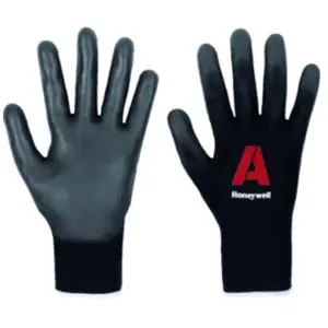 Honeywell Gants 2132251 Vertigo en PU noir C&G 1 résistants aux coupures, gants en tricot 100% polyamide noirs, 25cm de long, adaptés au travail de précision, taille 9, 2132251-09 (lot de 10 paires)Vendu pargalaxus