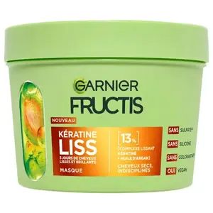 Masque capillaire - GARNIER - Kératine Liss - 370ml - Kératine végétal... pas cher