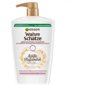 Garnier Wahre Schätze Shampooing apaisant au lait d'avoine doux Format XXL 1 L Pour cheveux sensibles et cuir chevelu sensible 1000 ml