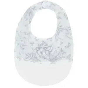 Lot de 2 bavoirs à pression Toile de Jouy gris pas cher