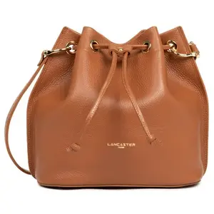 Sac bourse A lacets coulissants M Alba Double Lancaster 470-81 Camel - In - Orange pas cher