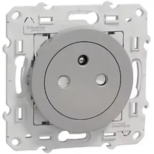 Prise affleurante avec terre 2P+T aluminium 16A - Odace - Schneider pas cher