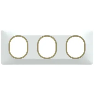 Plaque de finition 3 postes - Horizontal - Ovalis - S320706D - Schneider - Blanc bague laiton pas cher