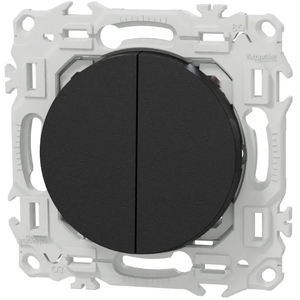 Interrupteur va-et-vient ou poussoir double Noir onyx Schneider Odace pas cher