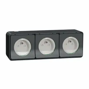 Triple prise - Schneider - Mureva Styl - 2P+T - Étanche - IP55 - GrisVendu parcdiscount